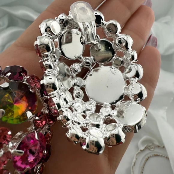 Ping Oval Multicolor Crystal Statement Earrings